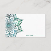 Boho Blauwgroen Mandala Massage Therapy Visitekaartje (Achterkant)