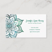 Boho Blauwgroen Mandala Massage Therapy Visitekaartje (Voorkant)