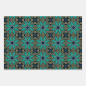 Boho Blauwgroen Peacock Abstract grafisch patroon Inpakpapier Vel (Voorkant 2)