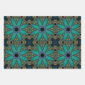 Boho Blauwgroen Peacock Abstract grafisch patroon Inpakpapier Vel (Voorkant)