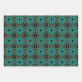 Boho Blauwgroen Peacock Abstract grafisch patroon Inpakpapier Vel (Voorkant 3)