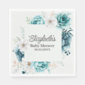 Boho Blauwgroen Wildflower Baby shower Servet (Voorkant)