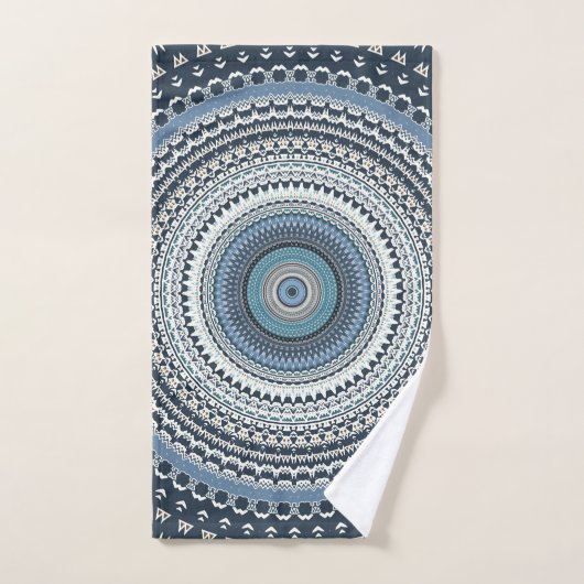 Boho bleu Bohême Mandala (Serviette à main)
