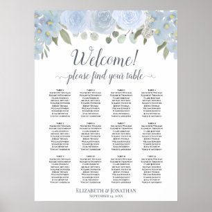 Boho bleu Dusty Floral 12 Tableau de siège