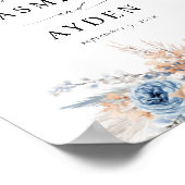 Boho bleu et beige Affiche de bienvenue florale 2 (Coin)