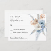 Boho bleu et beige Floral no Repas RSVP 2 (Devant / Derrière)