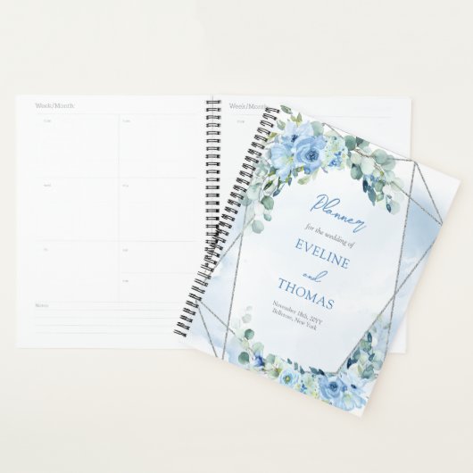 Boho bleu fleuri eucalyptus et argent parties scin (Devant avec enveloppe)