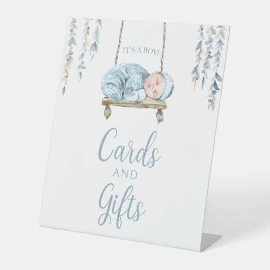 Boho bleu floral bébé garçon douche panneau du liv (Recto)