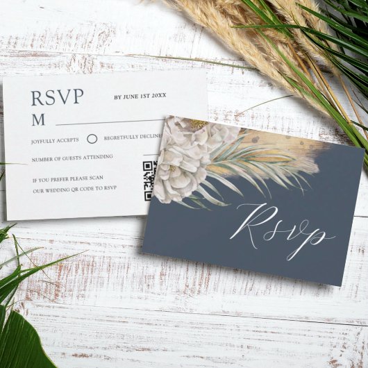 Boho Bleu foncé Floral aquarelle RSVP