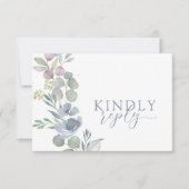 Boho Bleu Poussiéreux Floral RSVP Mariage  (Devant)