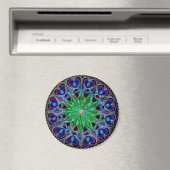 Boho bleu vert coeur Mandala Magnet (In Situ (Lave-vaisselle))