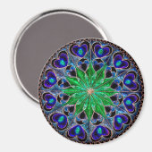 Boho bleu vert coeur Mandala Magnet (Recto/Verso)