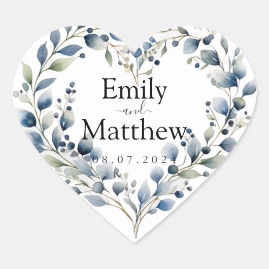 Boho Bliss Bruiloft Hart Sticker (Voorkant)