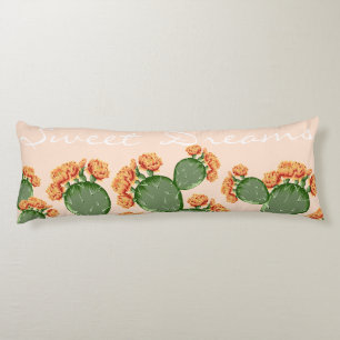 Boho bloeiende Prickly Pear Cactus Sweet Dreams Lichaamskussen
