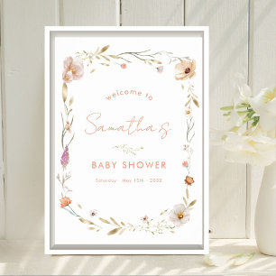 Boho Bloem Baby Shower Welkom Poster