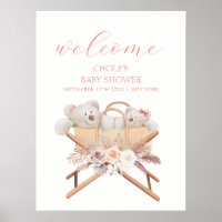 Boho bloem beren wieg meisje baby shower welkom
