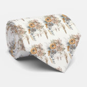 Boho Bloem Boeket en Dreamcatcher Patroon Stropdas (Opgerold)