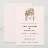 Boho Bloem Boeket in Neutrale Kleuren Trouwen Kaart (Voorkant / Achterkant)