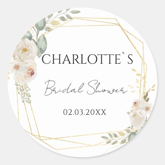 Boho Bloem Bruidsbruiloft    Ronde Sticker (Voorkant)