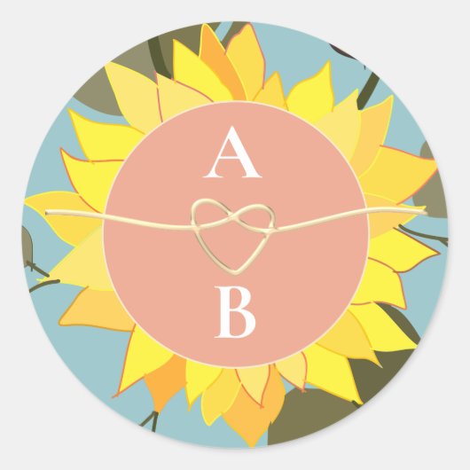 Boho Bloem Bruiloftsmonogram Ronde Sticker (Voorkant)