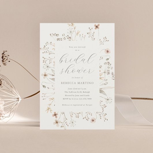 Boho bloem frame wilde bloem bruiloftsborrel kaart