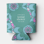 Boho Bloem Groovy Groen Bruidsfeest Aangepast Blikjeskoeler (Voorkant)