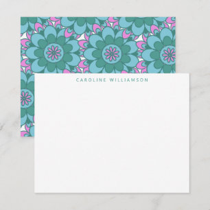 Boho Bloem Groovy Groene Persoonlijke Briefpapier Notitiekaartje