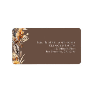 Boho Bloem Minimaal Bruin Etiket