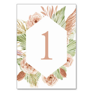 Boho bloem, palm en pampas terracotta bruiloft kaart