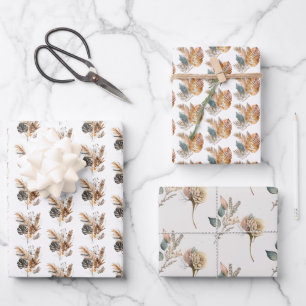 Boho Bloem Palmbladeren Pampas Gras Verjaardag  Inpakpapier Vel