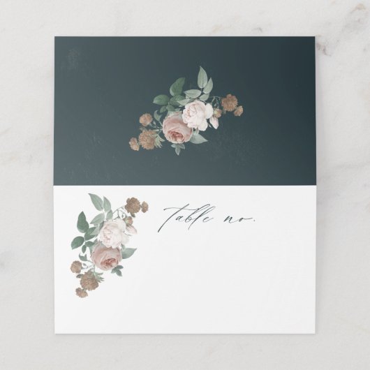 Boho Bloem Roos Script Bruiloft (Buitenkant ongevouwen)
