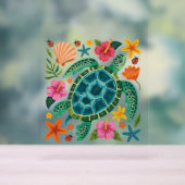 Boho Bloem Zeeschildpad Acryl Bord (Neutraal)