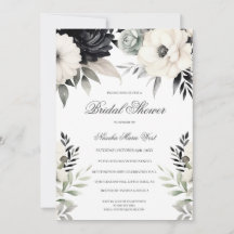 Boho Bloem Zwart Crème Bruidsdouche