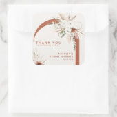 Boho bloemboog bedankkaart vierkante sticker (Tas)