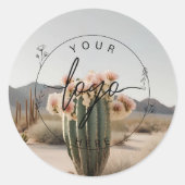 Boho | bloemcactus | esthetisch ronde sticker (Voorkant)