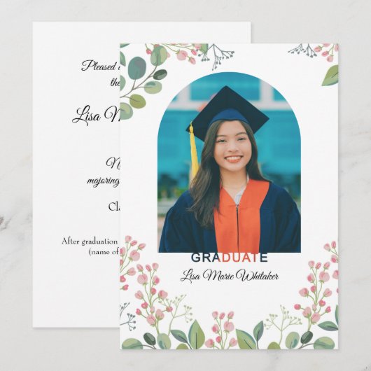 Boho Bloemen2 Afstuderen Universiteit Aankondiging (Voorkant / Achterkant)