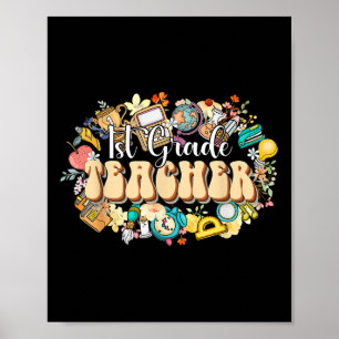 Boho Bloemen 1e Klas Leraar Waardering Achterkant Poster