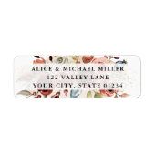 Boho Bloemen, Aardse Bloem Retouradres Sticker (Voorkant)