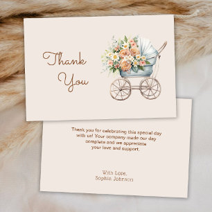 Boho Bloemen Baby Carriage Baby Shower Bedankkaart