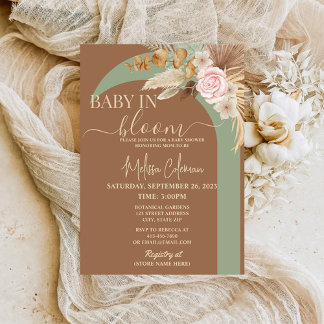 Boho Bloemen Baby in Bloom Baby shower Kaart