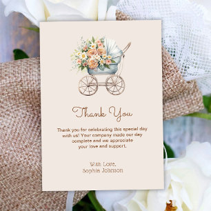 Boho Bloemen Babyrijtuig Baby Shower Bedankkaart