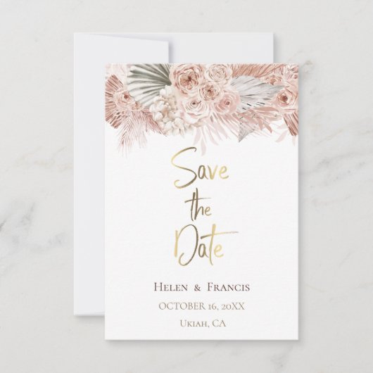 boho bloemen Bewaar de datum Kaart (Voorkant)