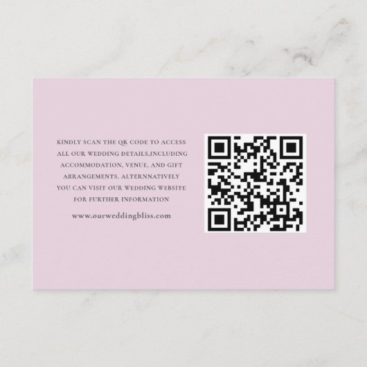 Boho Bloemen Blush Roze Bruiloft Details Informatiekaartje (Achterkant)