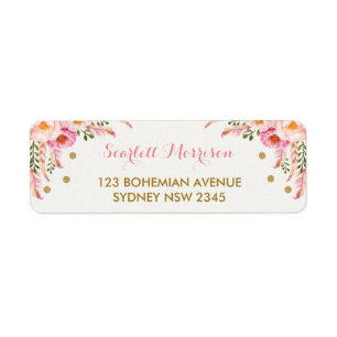 Boho Bloemen Blush Roze Gouden Douche 1e Verjaarda Etiket