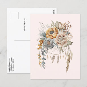 Boho Bloemen Boeket en Dreamcatcher Briefkaart