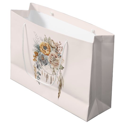 Boho Bloemen Boeket en Dreamcatcher Groot Cadeauzakje (Voorkant Gekanteld)