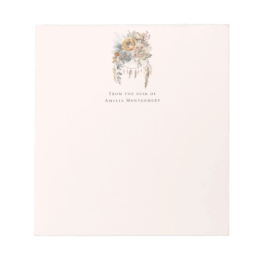 Boho Bloemen Boeket en Dreamcatcher Notitieblok (Voorkant)