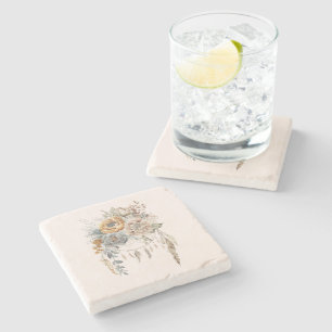 Boho Bloemen Boeket en Dreamcatcher Stenen Onderzetter