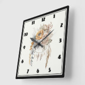 Boho Bloemen Boeket en Dreamcatcher Vierkante Klok (Hoek)