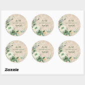 Boho Bloemen Botanische Bruiloft Ronde Sticker (Vel)